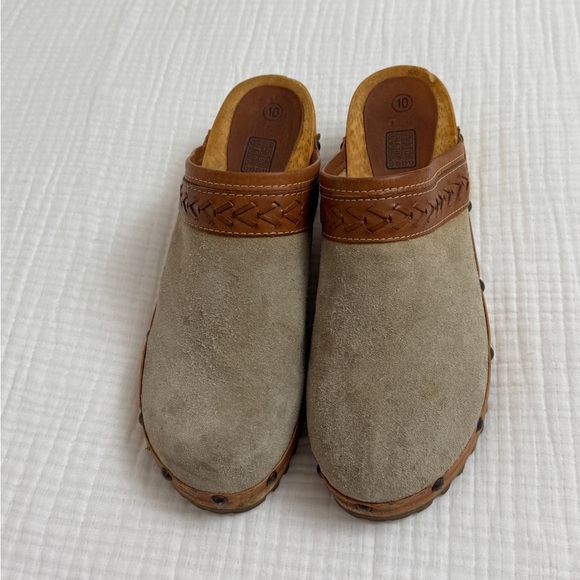 Vintage 90’s Y2K Faded Glory Suede Leather Chunky Slip On Wooden Clogs Size 10 - Picture 14 of 15